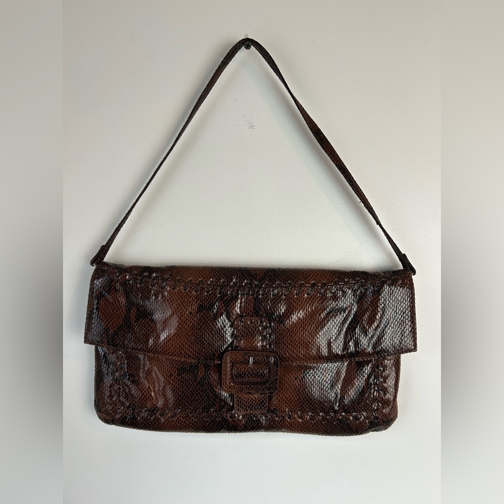 Brown Snakeskin Convertible Purse / Clutch